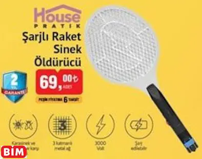 HOUSE PRATİK ŞARJLI RAKET SİNEK ÖLDÜRÜCÜ